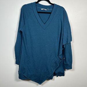 Soft Surroundings Sweater Blue Teal Tunic Pullover Layered Relaxed Women's Large